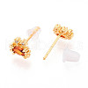 Crab Brass Micro Pave Cubic Zirconia Stud Earrings EJEW-T047-40G-2