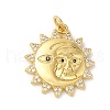 Sun & Moon Rack Plating Brass Micro Pave Clear Cubic Zirconia Pendants KK-K377-48G-1