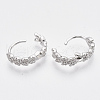 Brass Micro Pave Cubic Zirconia Huggie Hoop Earring EJEW-N011-03P-3