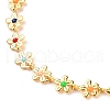 Brass Enamel Flower Link Chain Bracelets BJEW-JB05591-2