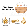  12Pcs 3 Colors Brass Micro Pave Clear Cubic Zirconia Charms ZIRC-NB0001-82-2