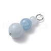 Natural Aquamarine Round Beaded Pendants PALLOY-JF02867-13-3