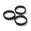 Natural Obsidian Oval Beaded Stretch Bracelet G-E010-01U-2