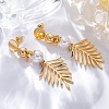 Brass Leaf Dangle Stud Earrings EJEW-R014-09G-1