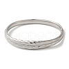 Stainless Steel Leaf Hinged Bangles for Women Men BJEW-G719-18P-2