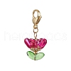 Glass Flower Pendant Decorations HJEW-MZ00206-04-2
