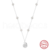 Conch Shaped 925 Sterling Silver & Natural Freshwater Pearl Pendant Necklaces for Women NJEW-M097-02P-2