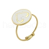 Ion Plating(IP) Flat Round with Heart 304 Stainless Steel Enamel Ring RJEW-A038-05G-1