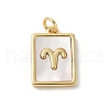Brass Pave Natural White Shell Pendants KK-S522-09G-J-1