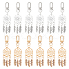  12Pcs 2 Colors Alloy Woven Web/Net with Feather Pendant Decoration HJEW-NB0001-71-1