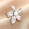 Flower 304 Stainless Steel Cuff Rings RJEW-D306-21P-4