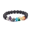 Natural & Synthetic Gemstone Chips Stretch Bracelet with Alloy Cross BJEW-JB08583-5