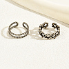 2Pcs Vintage Copper Twisted Wire Toe Adjustable Open Cuff Rings for Women QX3270-2