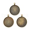 Tibetan Style Flat Round Alloy Big Pendant Cabochon Settings TIBEP-Q049-09AB-NR-1