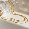 304 Stainless Steel Flat Snake Chain & Figaro Chain & Satellite Chain 3 Layer Necklaces for Women NJEW-V012-03G-1