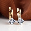 Rhombus Brass Micro Pave Cubic Zirconia Hoop Earrings WGBCF32-09-1