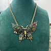 Flower Butterfly Alloy Colorful Enamel & Cat Eye Pendant Necklaces for Women FS-WGE41F5-01-1