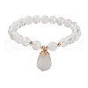 Natural Quartz Crystal Stretch Bracelets with Teardrop Charms for Women BJEW-JB10110-01-1