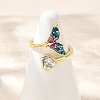 Brass Pave Clear Cubic Zirconia Cuff Rings RJEW-V013-01G-1