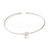 Rack Plating Brass Micro Pave Clear Cubic Zirconia Letter Open Cuff Bangles BJEW-A018-01P-F-2