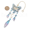 Natural Aquamarine and Resin Pendant Decorations HJEW-TA00134-01-3