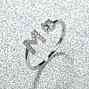 Brass Micro Pave Cubic Zirconia Cuff Rings for Women FS-WGA4C54-39-1