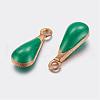 Antique Golden Plated Brass Enamel Teardrop Charms KK-Q571-01F-2