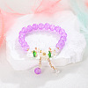 Daisy Crackle Glass Round Beaded Stretch Bracelets FS-WG28140-09-1