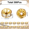 SUNNYCLUE 300Pcs Brass Rhinestone Spacer Beads RB-SC0004-83G-2