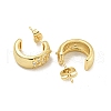 C-Shaped Brass Pave Clear Cubic Zirconia Stud Earrings EJEW-M258-69G-2