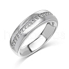 Rhodium Plated 925 Sterling Silver Micro Pave Cubic Zirconia Finger Rings for Women RJEW-K253-14MP-1