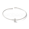 Rack Plating Brass Micro Pave Clear Cubic Zirconia Letter Open Cuff Bangles BJEW-A018-01P-R-2