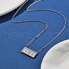 304 Stainless Steel 11:11 Number Rectangle Pendant Necklace with Cable Chains for Women NJEW-NH0001-04P-4