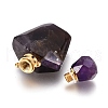 Faceted Natural Amethyst Openable Perfume Bottle Pendants G-E564-09F-G-3