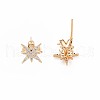 Brass Micro Pave Clear Cubic Zirconia Stud Earring Findings KK-S364-139-4