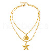 Bohemian Summer 201 Stainless Steel Shell Shape Starfish Pendant Double Layered Necklaces for Women FS-WGD4094-01-3