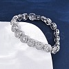 Brass Micro Pave Clear Cubic Zirconia Flat Round Link Chain Bracelets for Women BJEW-A034-01P-1
