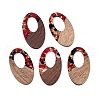 Transparent Resin and Walnut Wood Pendants RESI-T057-02E-1
