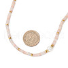 Round Shell Pearl & Natural Pink Aventurine Heishi Beaded Necklaces NJEW-JN05300-03-4