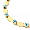 304 Stainless Steel Aquamarine Rhinestone Link Chain Bracelets for Women BJEW-G712-13C-03-2