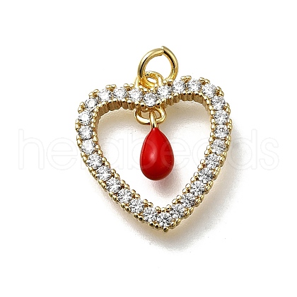 Brass Micro Pave Cubic Zirconia Pendants KK-C090-01G-02-1