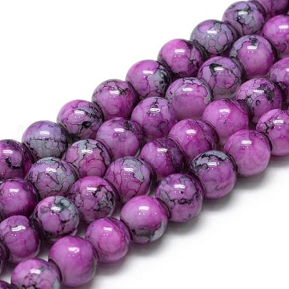 Baking Painted Glass Beads Strands DGLA-S115-8mm-S32-1
