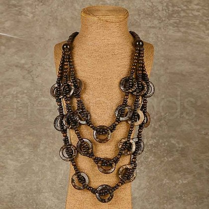 Bohemian Style Natural Coconut Beaded 3 Layer Necklaces for Women FS-WGFADBE-09-1
