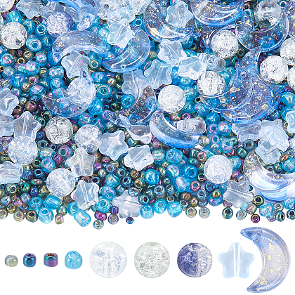SUNNYCLUE Mixed Styles Transparent Glass Beads GLAA-SC0002-18C-1
