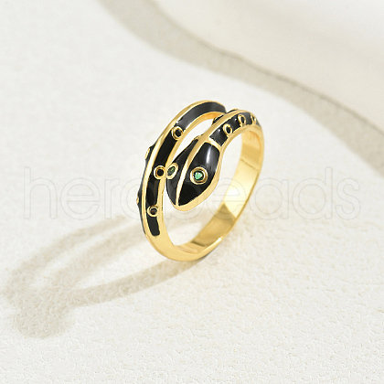 Brass Cubic Zirconia Snake Rings for Women RM7588-4-1