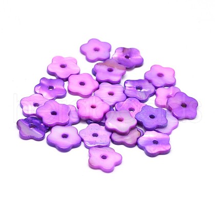 Dyed Natural Freshwater Shell Flower Beads SHEL-M001-05B-1