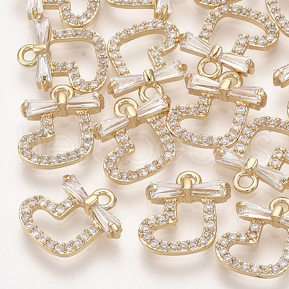 Brass Cubic Zirconia Charms X-KK-S348-437-1