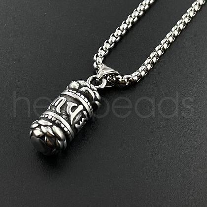 Retro Vintage Stainless Steel Six-Word Mantra Pendant Necklaces CW8967-1