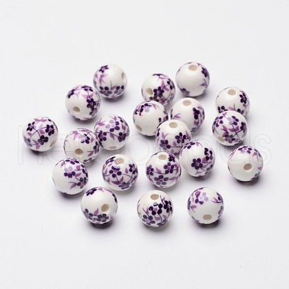 Handmade Printed Porcelain Beads X-CF187Y-1