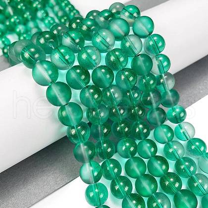Frosted Transparent Glass Bead Strands GLAA-P065-10mm-14-1